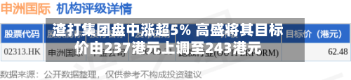渣打集团盘中涨超5% 高盛将其目标价由237港元上调至243港元